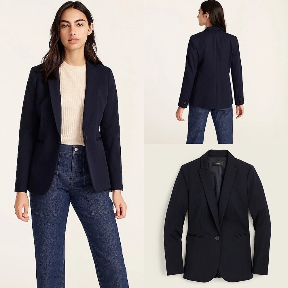 J.CREW Parke Blazer 18 Bi-Stretch Cotton NAVY Style H5513 $198 NEW